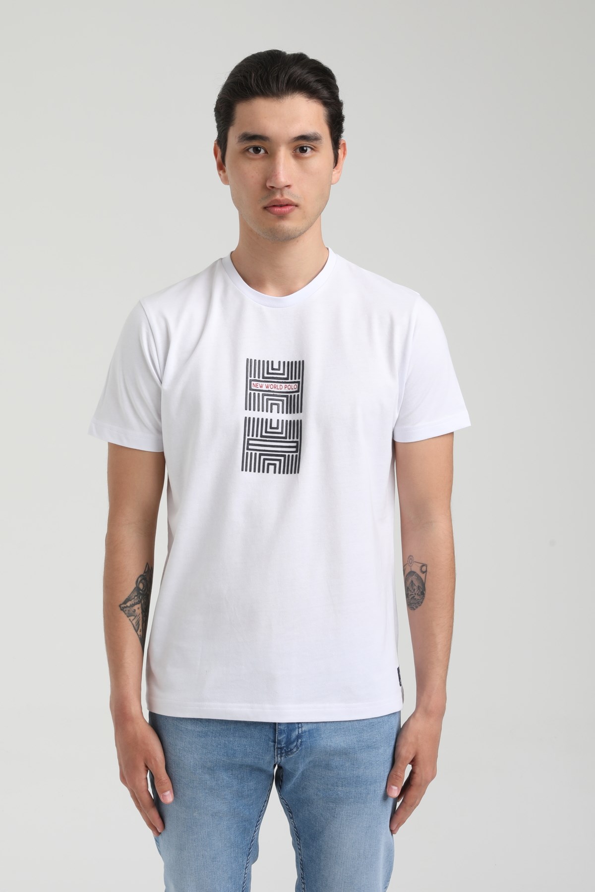 New World Polo Bisiklet Yaka Beyaz Slim Fit Tişört 22.01.T4.002