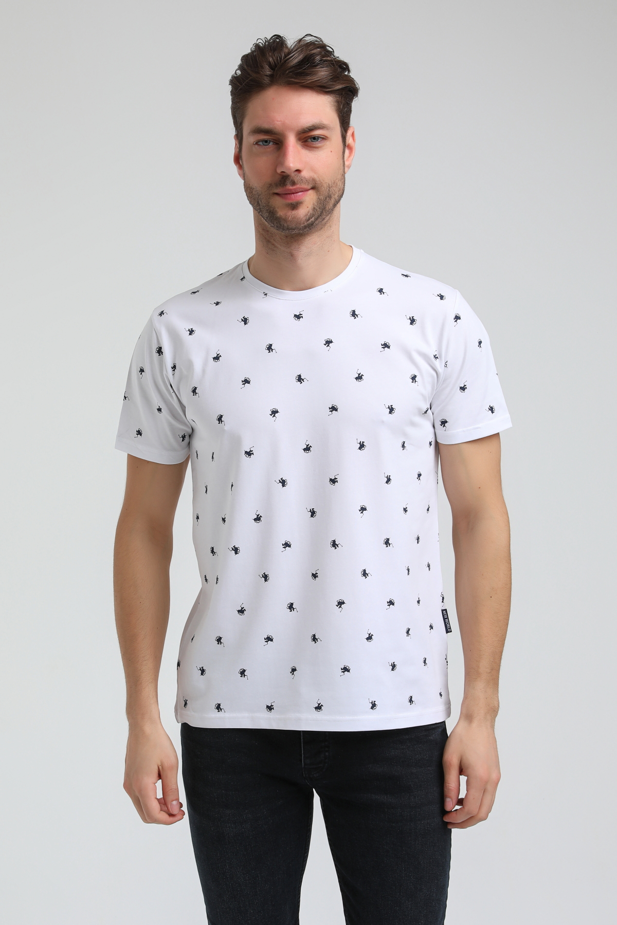 New World Polo Bisiklet Yaka Beyaz Slim Fit Tişört 23SSM20357