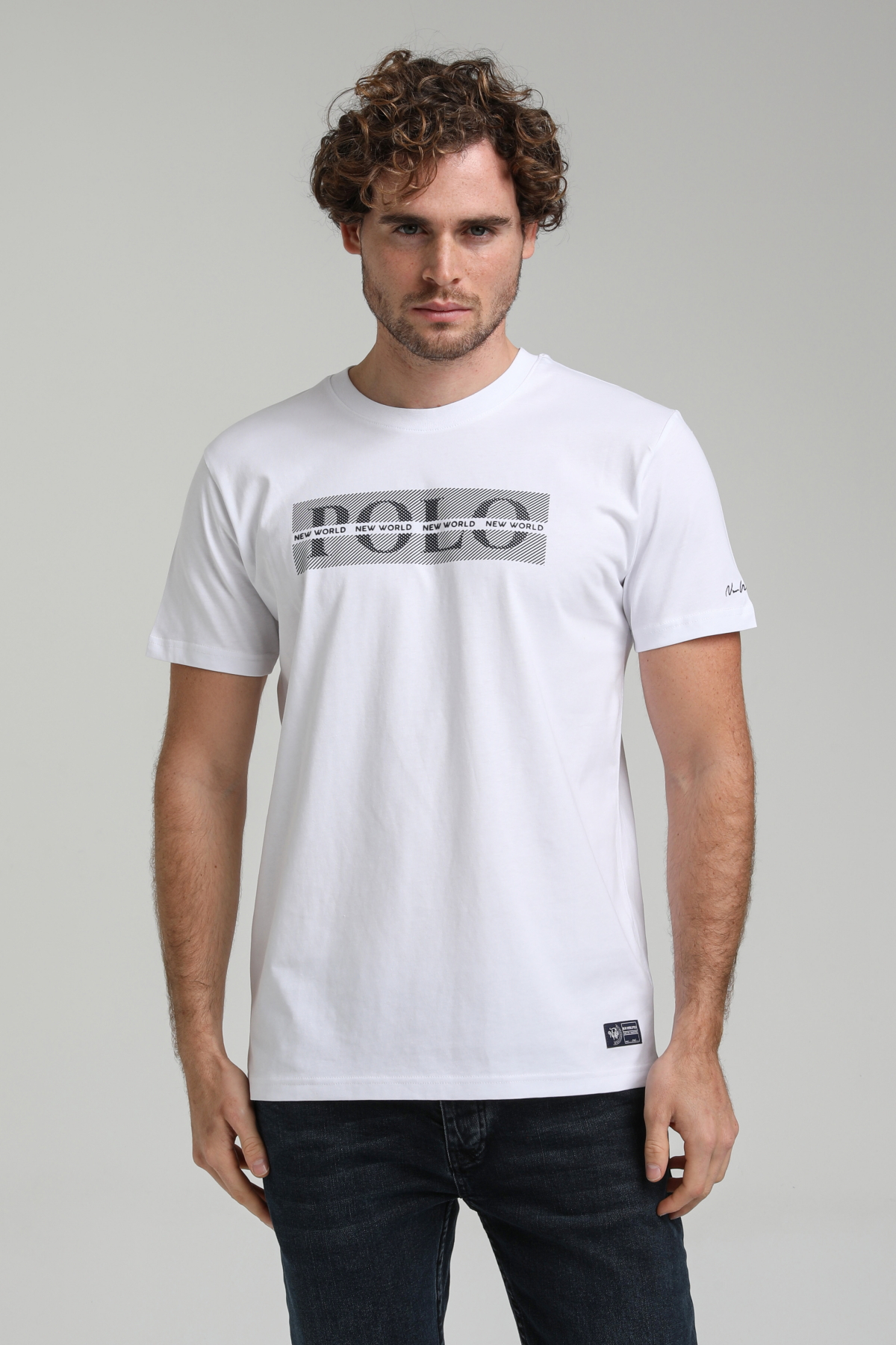 New World Polo Bisiklet Yaka Beyaz Slim Fit Tişört 23SSM20297