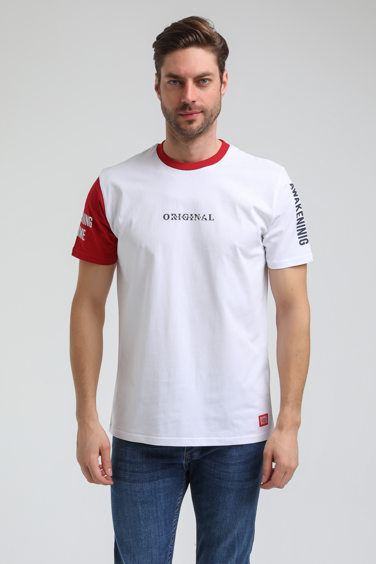New World Polo Bisiklet Yaka Beyaz Slim Fit Tişört 23SSM20317