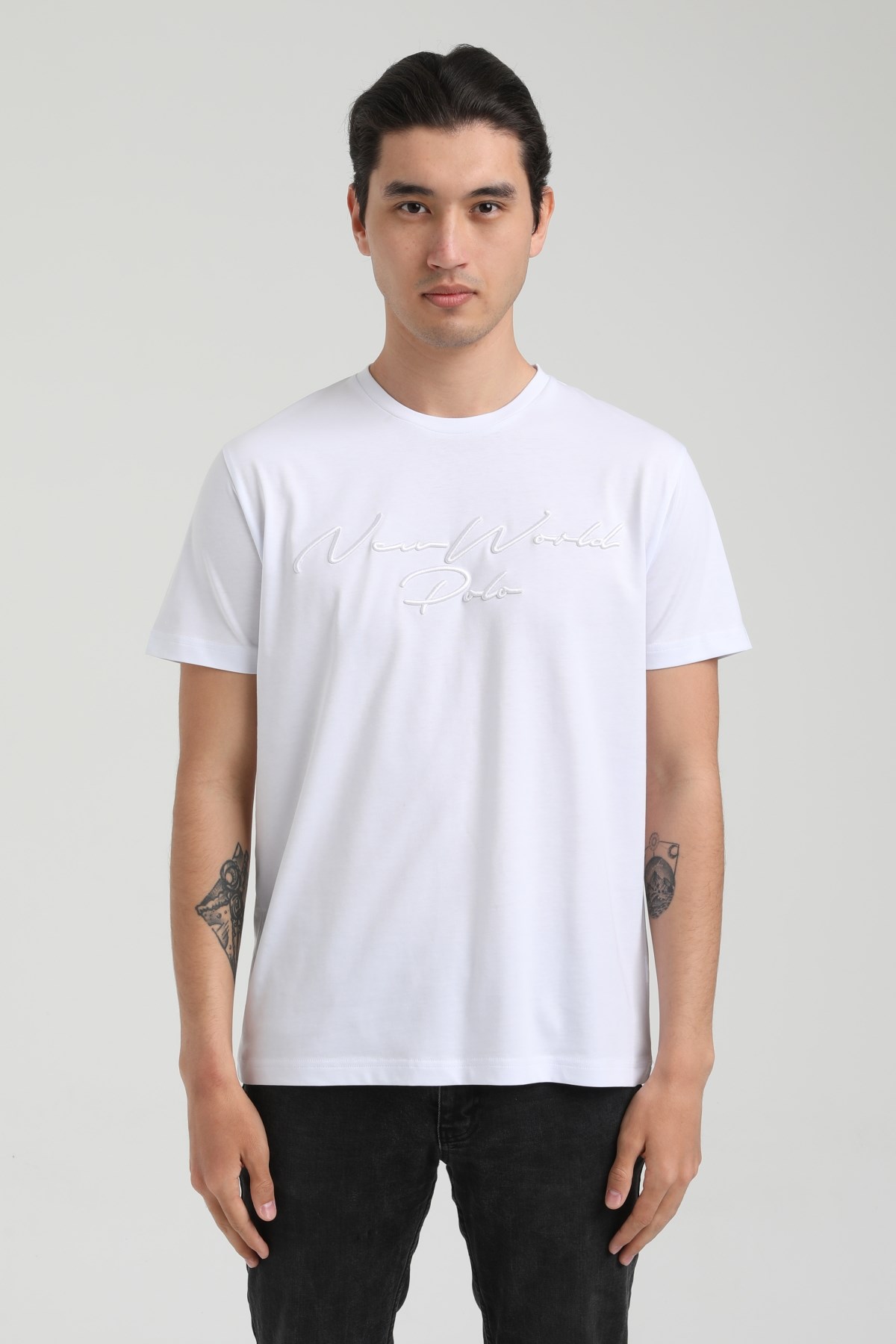 New World Polo Bisiklet Yaka Beyaz Slim Fit Tişört 22.01.T4.003