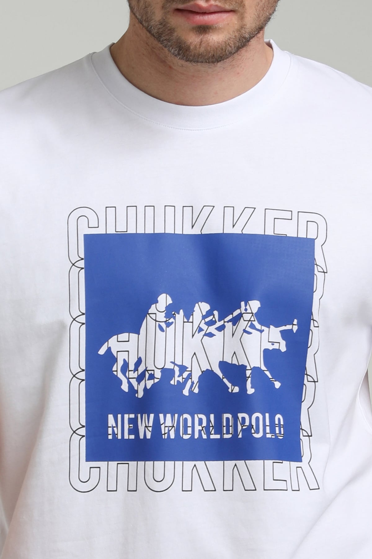 New World Polo Bisiklet Yaka Beyaz Slim Fit Tişört 23SSM20295