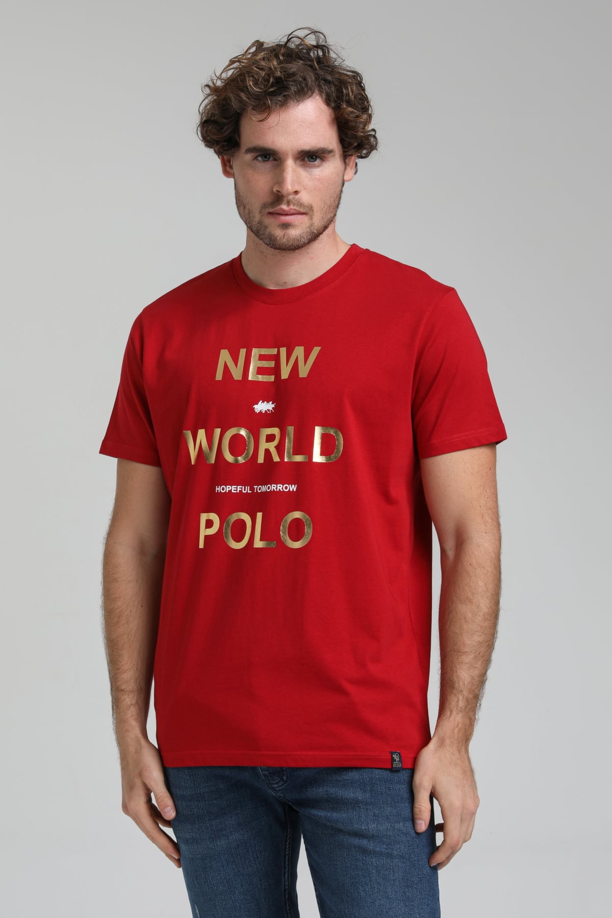 New World Polo Bisiklet Yaka Bordo Slim Fit Tişört 23SSM20298