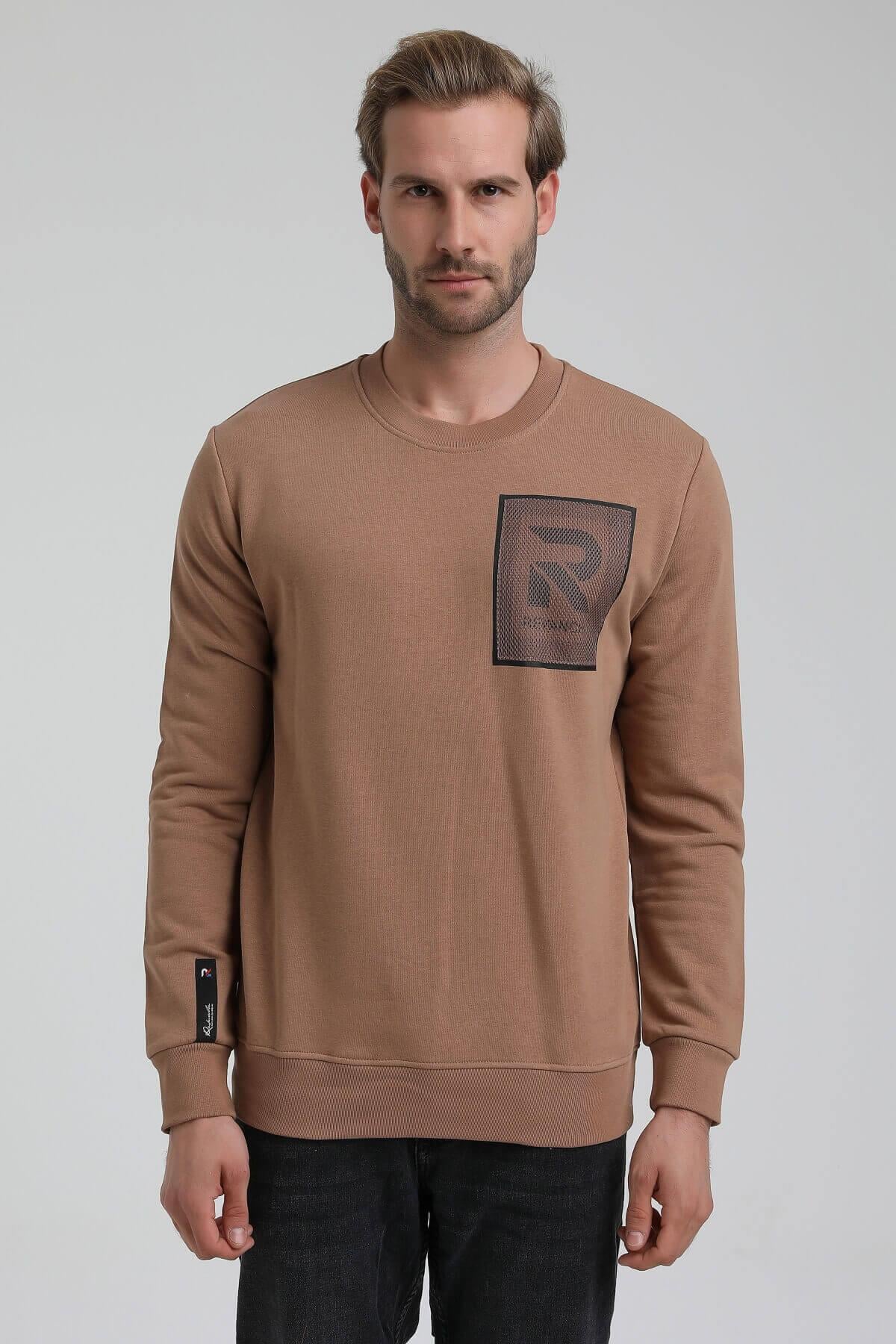 New World Polo Bisiklet Yaka Camel Slim Fit Sweatshirt 22FWM60119