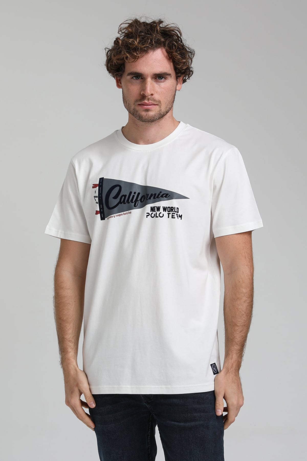 New World Polo Bisiklet Yaka Ekru Regular Custom Tişört 23SSM20300