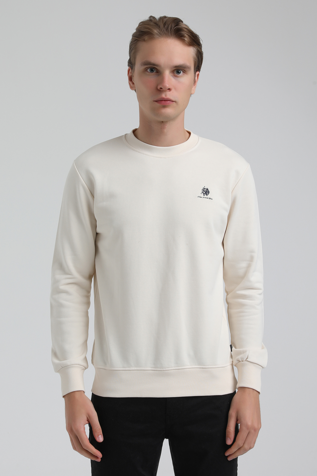New World Polo Bisiklet Yaka Ekru Regular Sweatshirt 22FWM60115