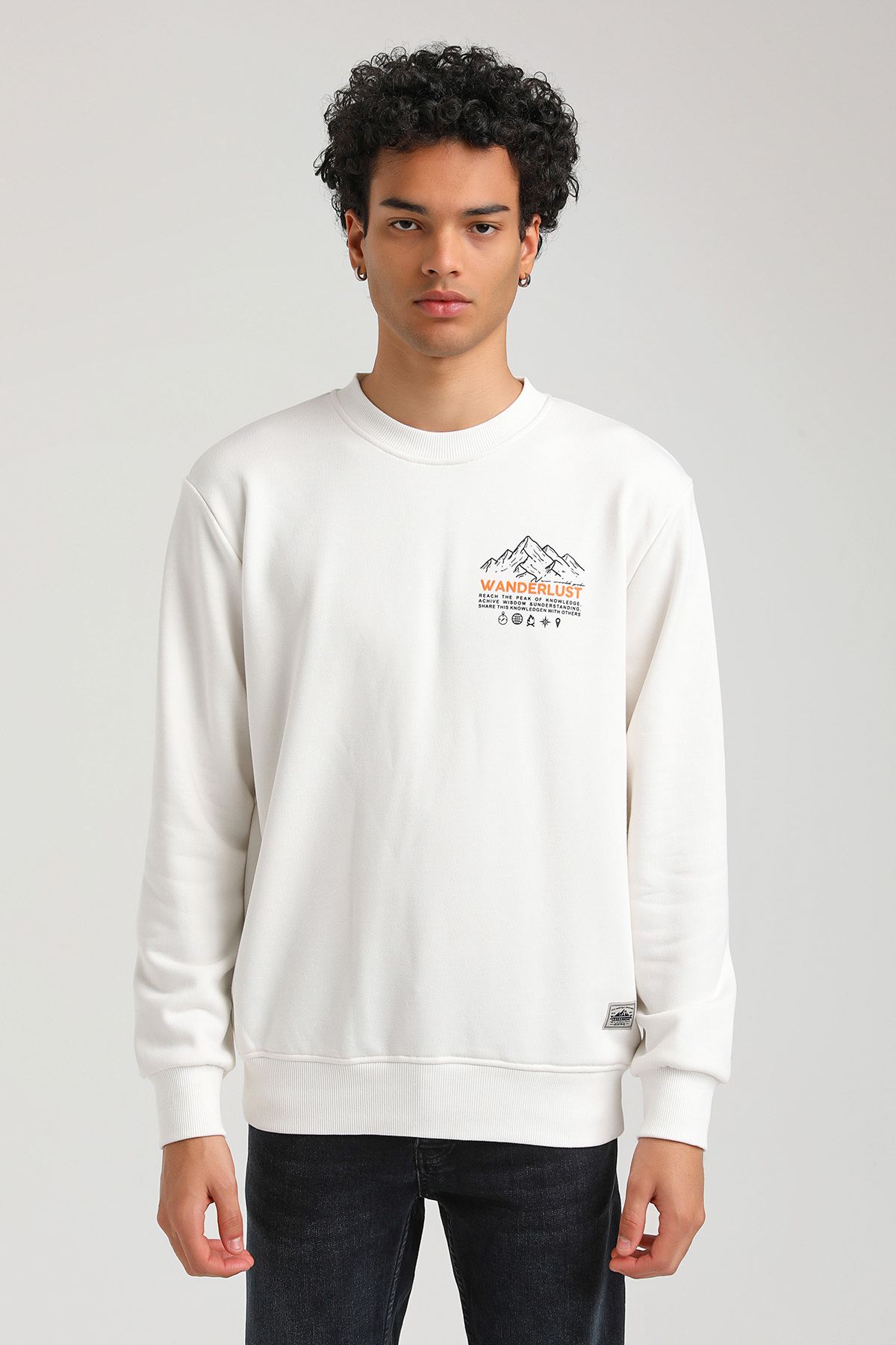New World Polo Bisiklet Yaka Ekru Slim Fit Sweatshirt 23FWM60148
