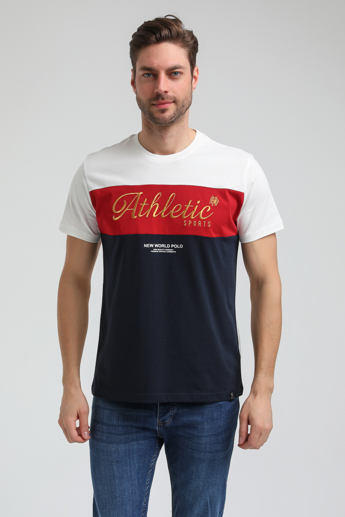 New World Polo Bisiklet Yaka Ekru Slim Fit Tişört 23SSM20315