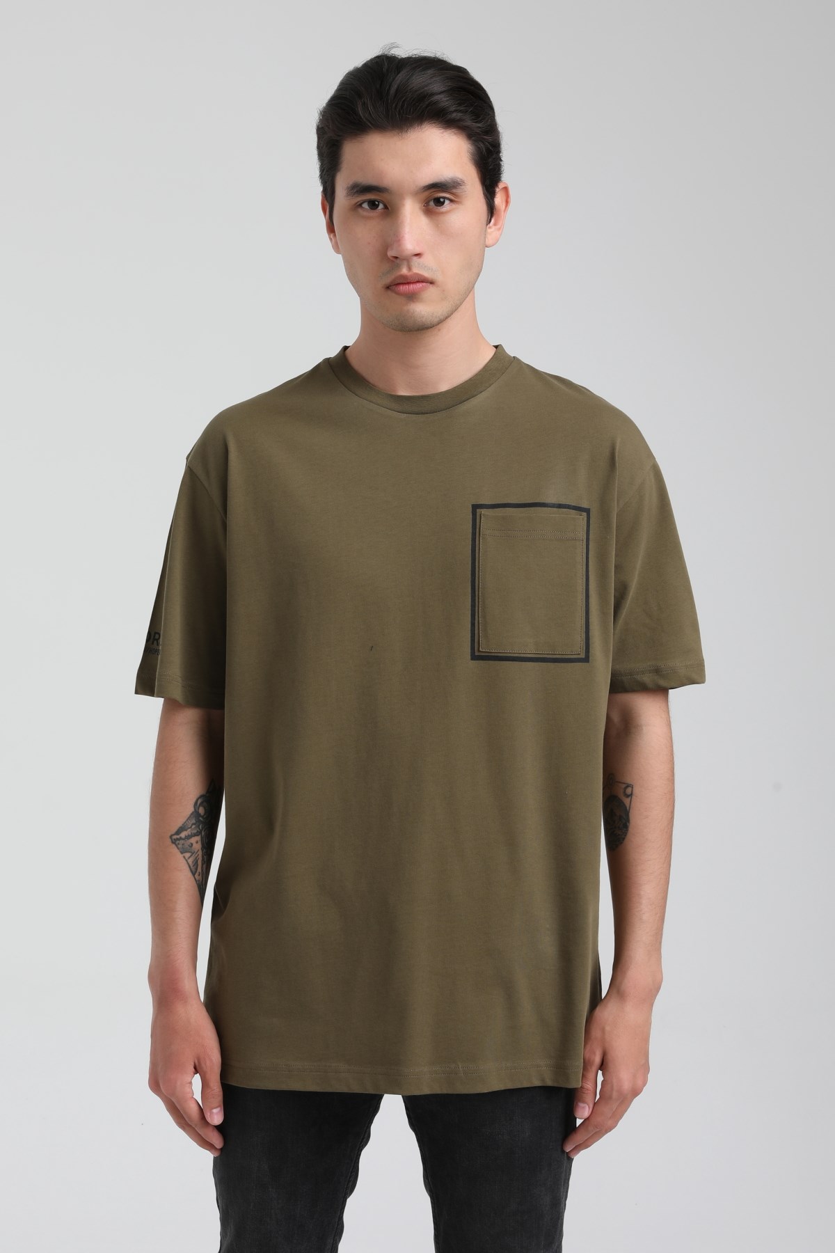 New World Polo Bisiklet Yaka Haki Oversize Tişört 22.01.T4.006