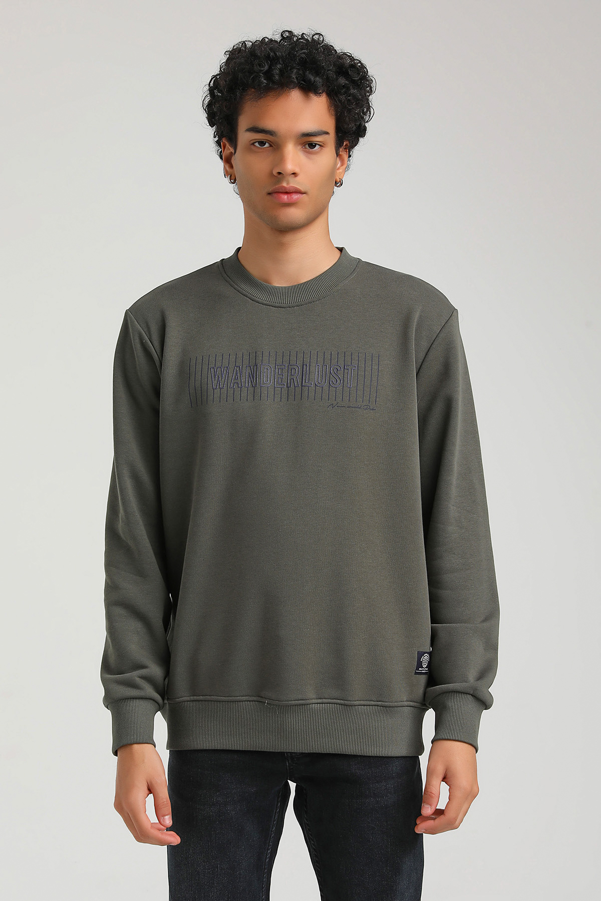 New World Polo Bisiklet Yaka Haki Regular Custom Sweatshirt 23FWM60149