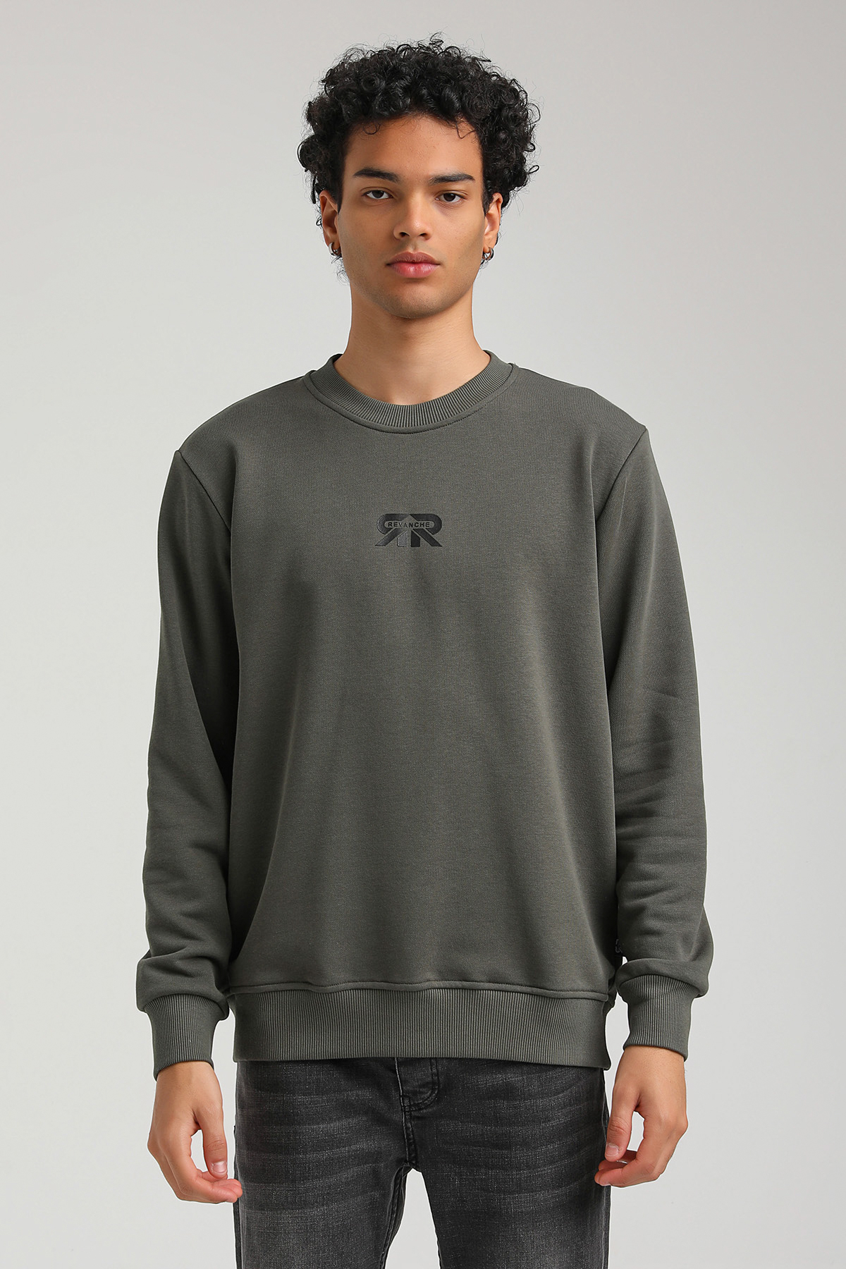 New World Polo Bisiklet Yaka Haki Regular Custom Sweatshirt 23FWM60143