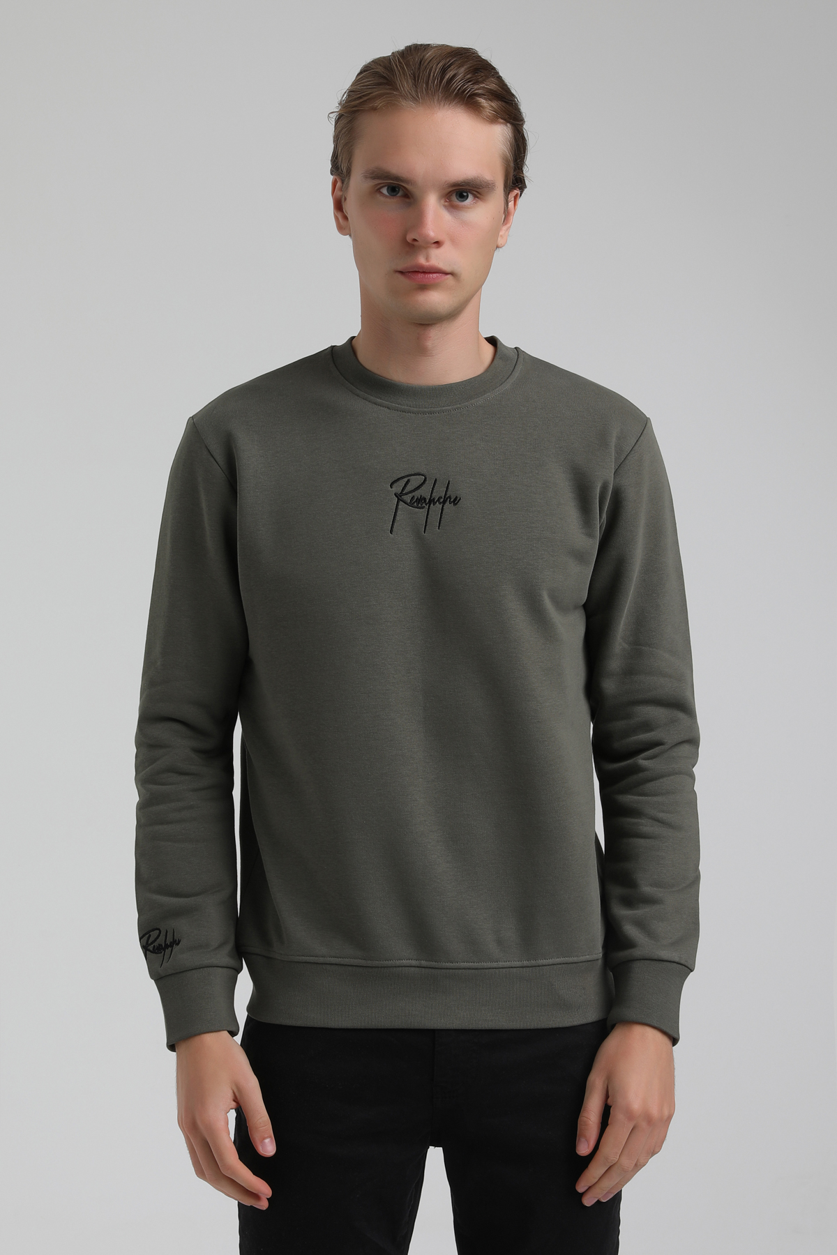 New World Polo Bisiklet Yaka Haki Regular Sweatshirt 22FWM60129