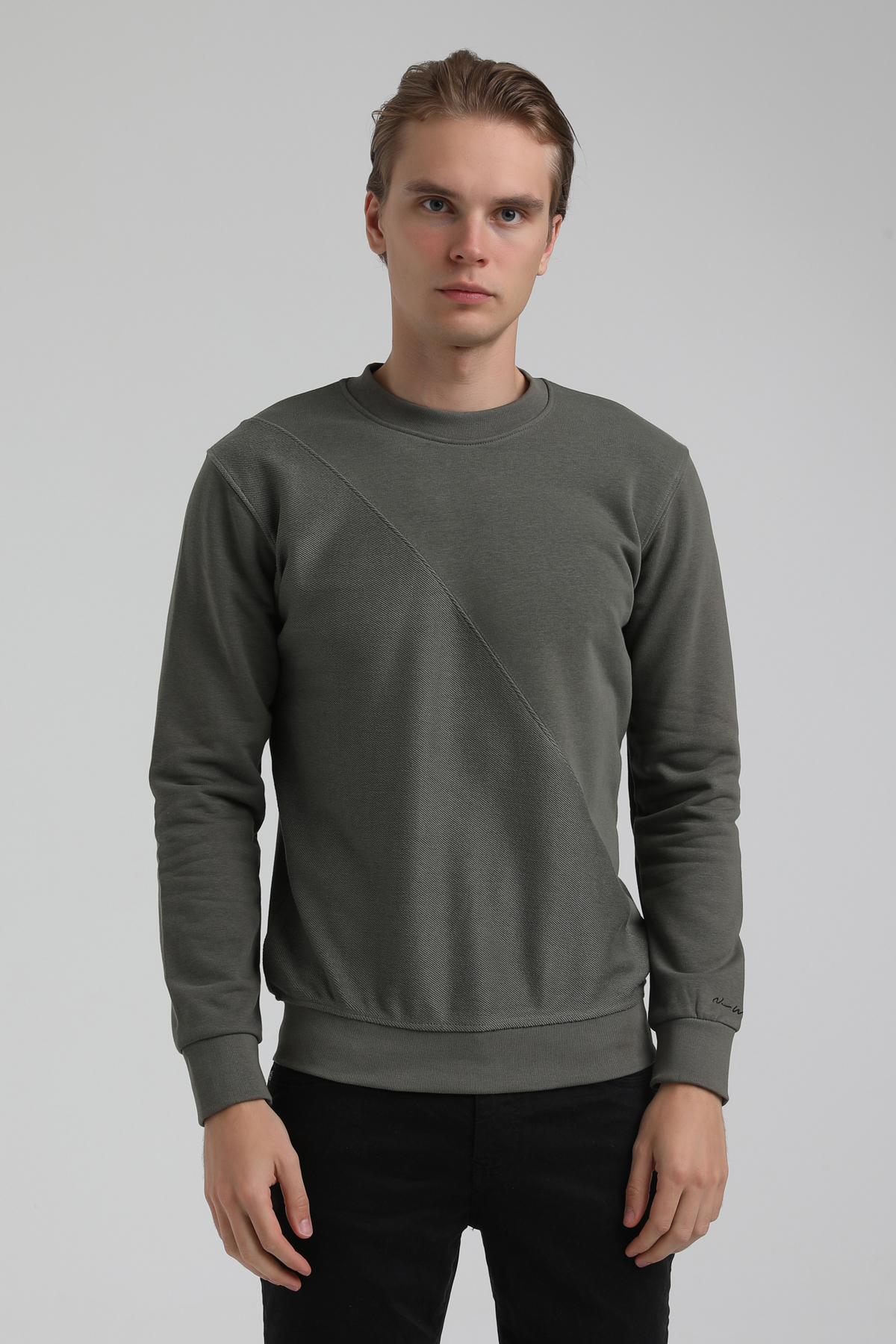 New World Polo Bisiklet Yaka Haki Regular Sweatshirt 22FWM60125