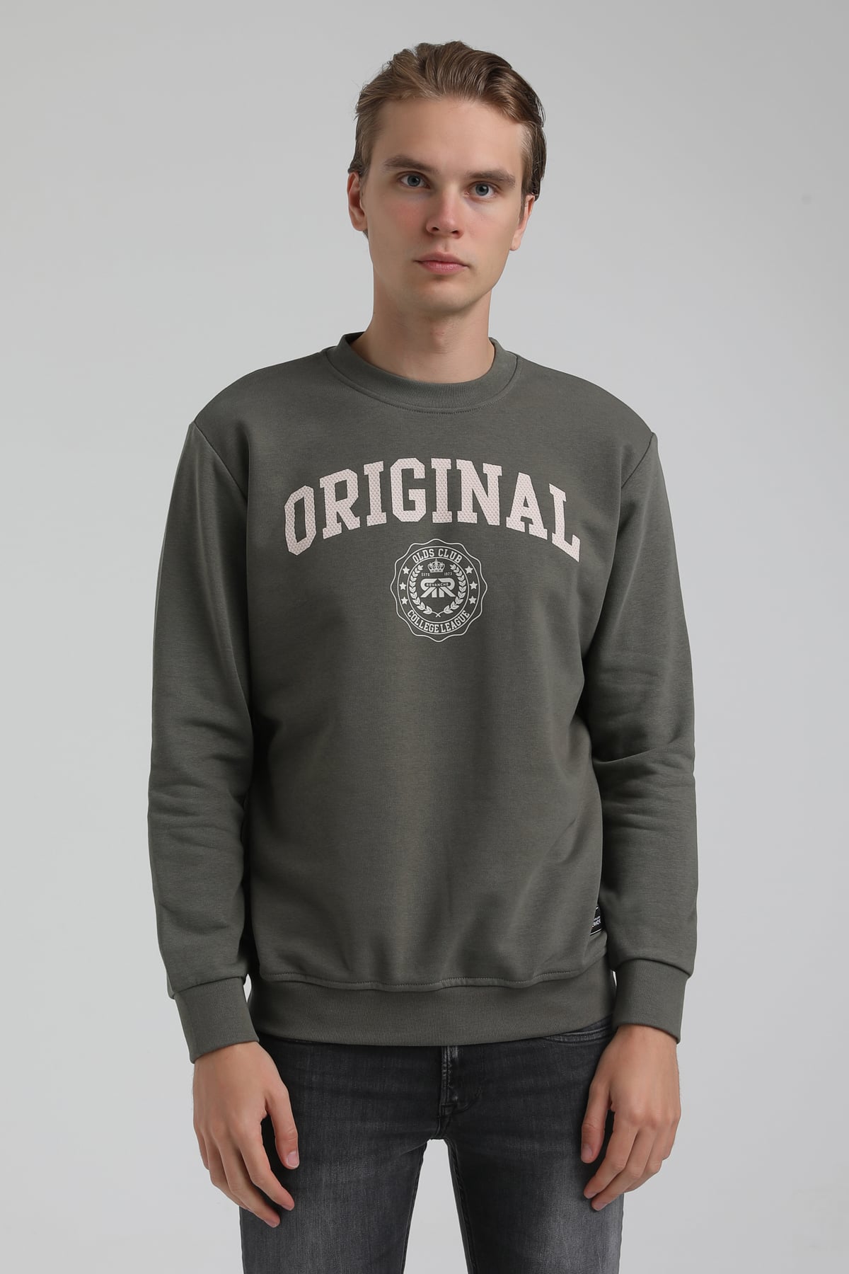 New World Polo Bisiklet Yaka Haki Regular Sweatshirt 22FWM60132