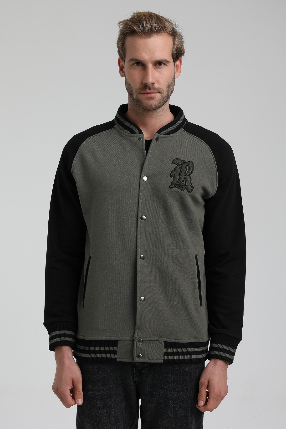 New World Polo Bisiklet Yaka Haki Slim Fit Sweatshirt 22FWM60131
