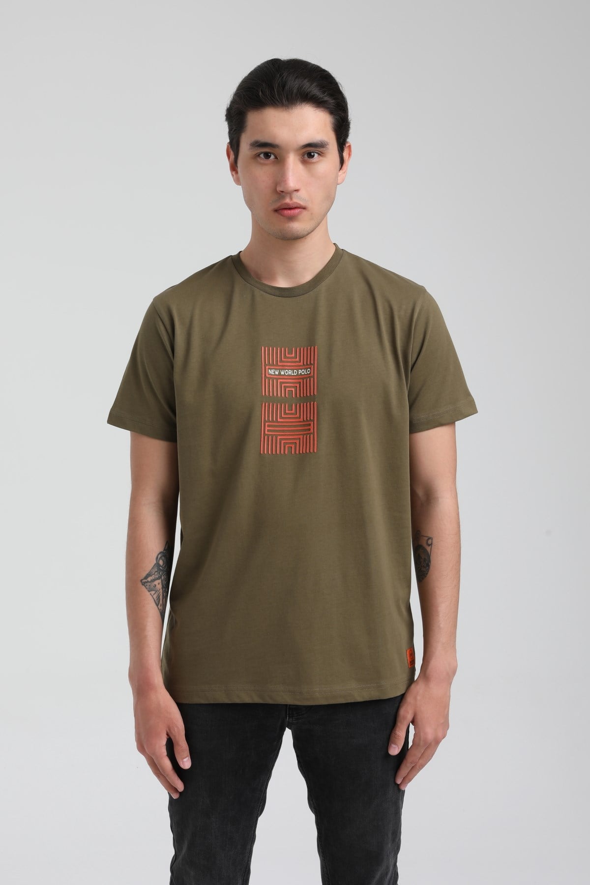 New World Polo Bisiklet Yaka Haki Slim Fit Tişört 22.01.T4.002