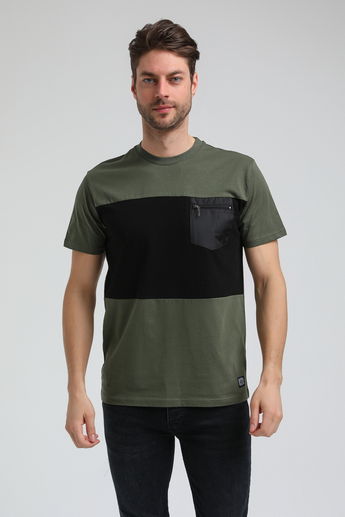 New World Polo Bisiklet Yaka Haki Slim Fit Tişört 23SSM20321