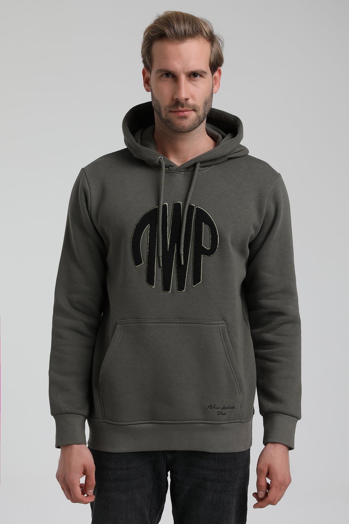 New World Polo Bisiklet Yaka Haki Slim Fit Sweatshirt 22FWM64037