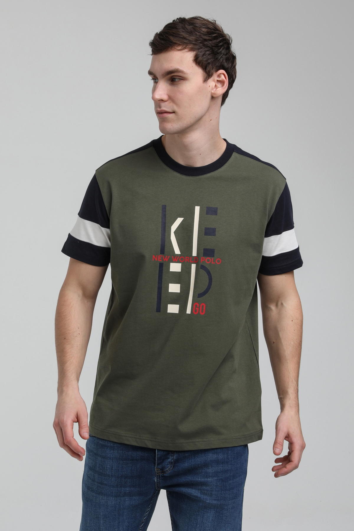 New World Polo Bisiklet Yaka Haki Slim Fit Tişört 23SSM20323