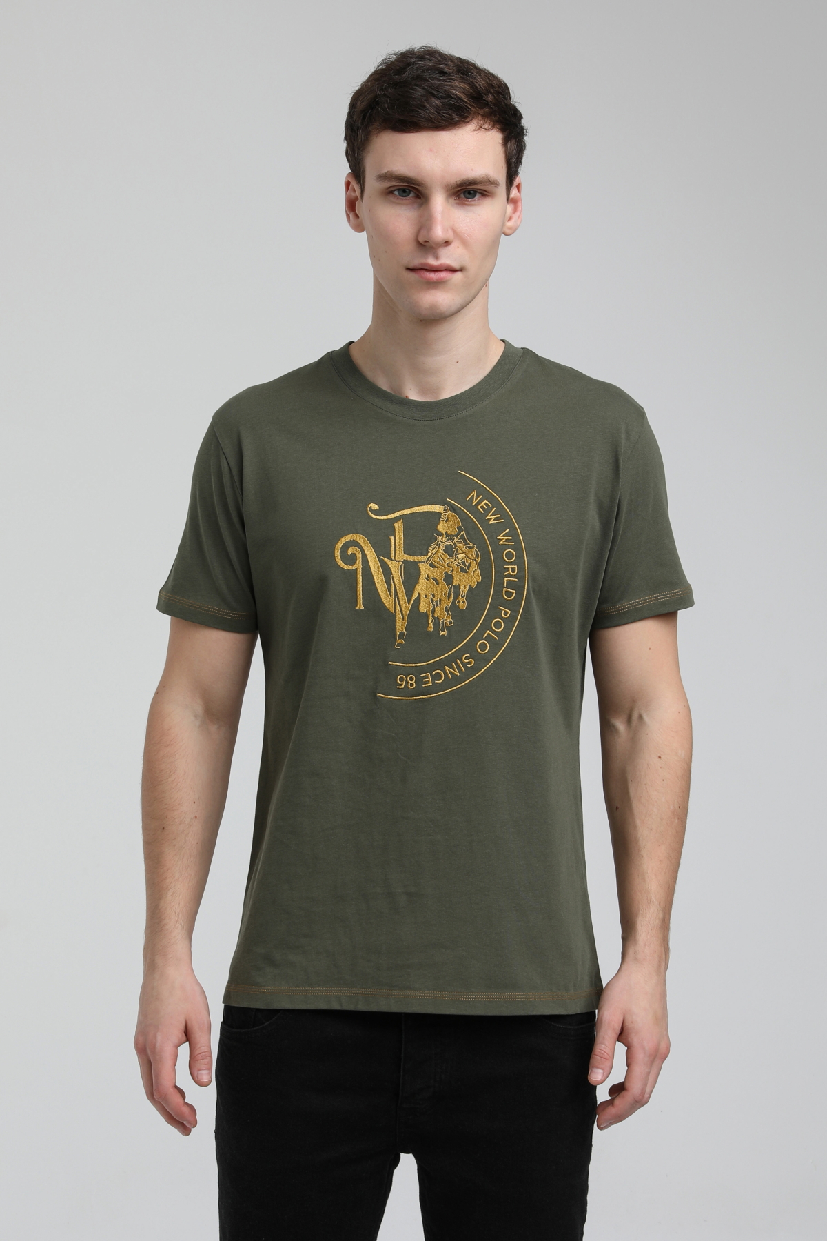 New World Polo Bisiklet Yaka Haki Slim Fit Tişört 23SSM20293