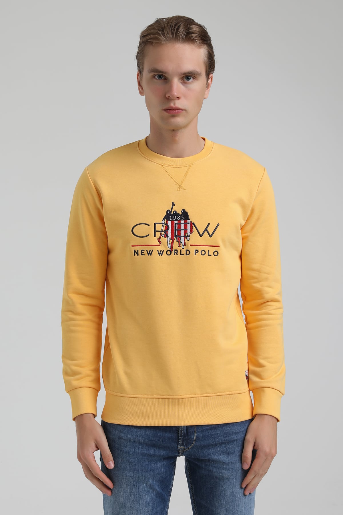 New World Polo Bisiklet Yaka Hardal Regular Sweatshirt 22FWM60116