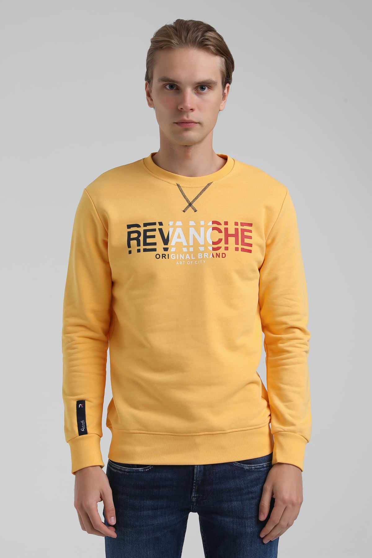 New World Polo Bisiklet Yaka Hardal Regular Sweatshirt 22FWM60123
