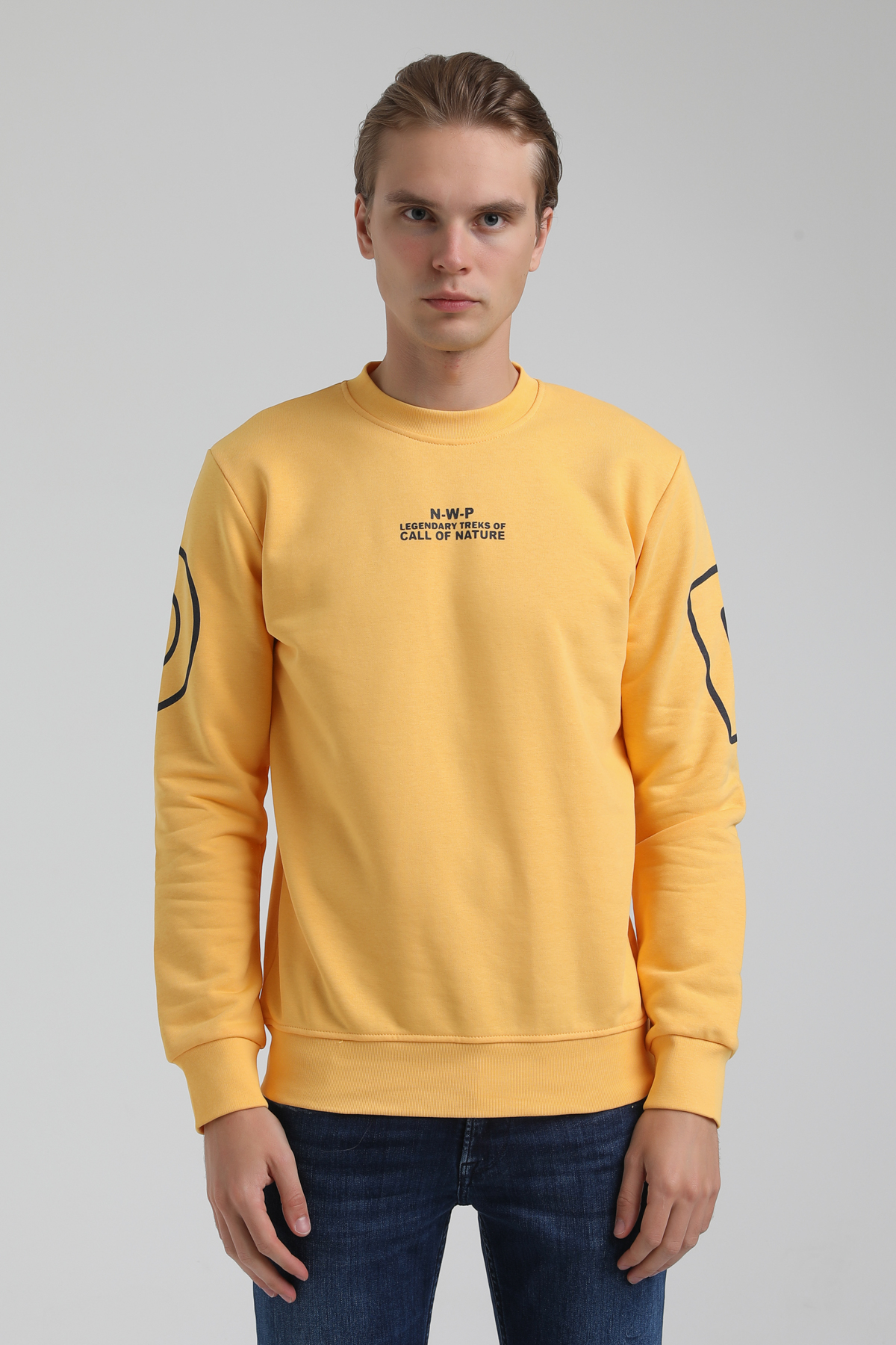New World Polo Bisiklet Yaka Hardal Regular Sweatshirt 22FWM60126