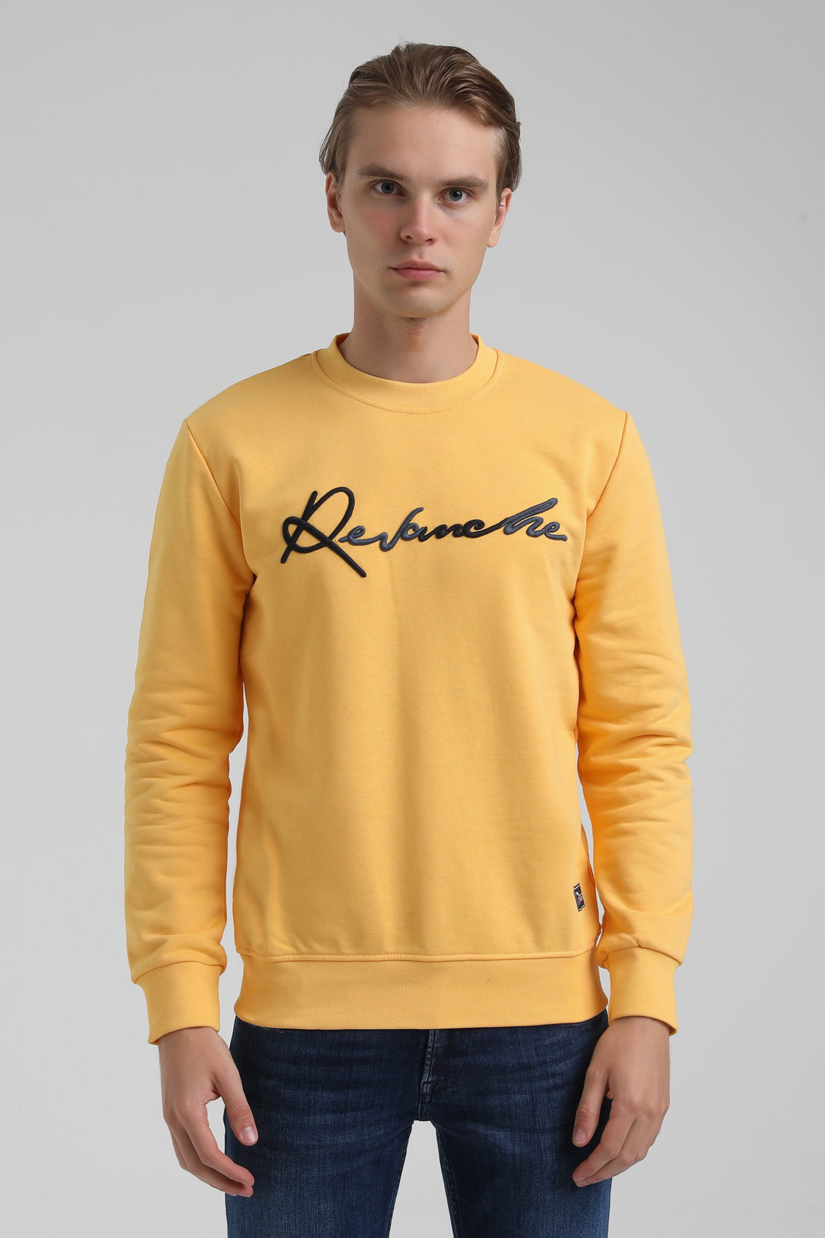 New World Polo Bisiklet Yaka Hardal Regular Sweatshirt 22FWM60128