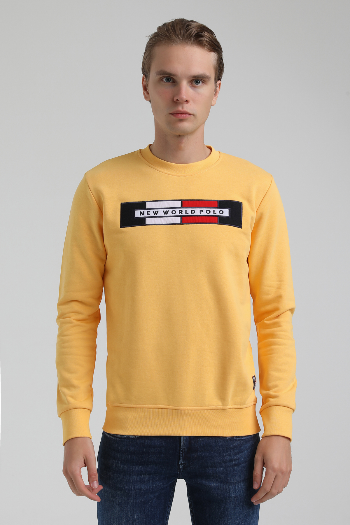 New World Polo Bisiklet Yaka Hardal Regular Sweatshirt 22FWM60124