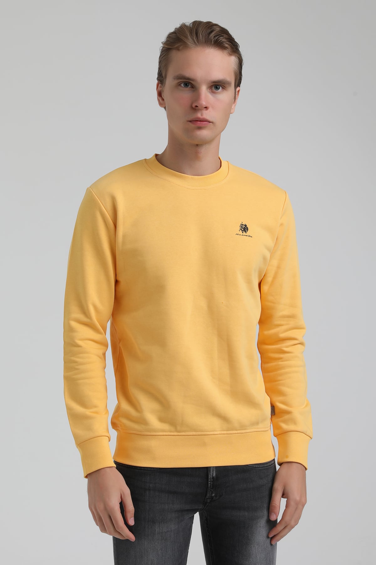 New World Polo Bisiklet Yaka Hardal Regular Sweatshirt 22FWM60115