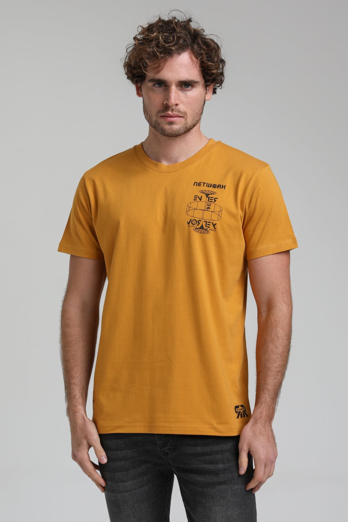 New World Polo Bisiklet Yaka Hardal Slim Fit Tişört 23SSM20299