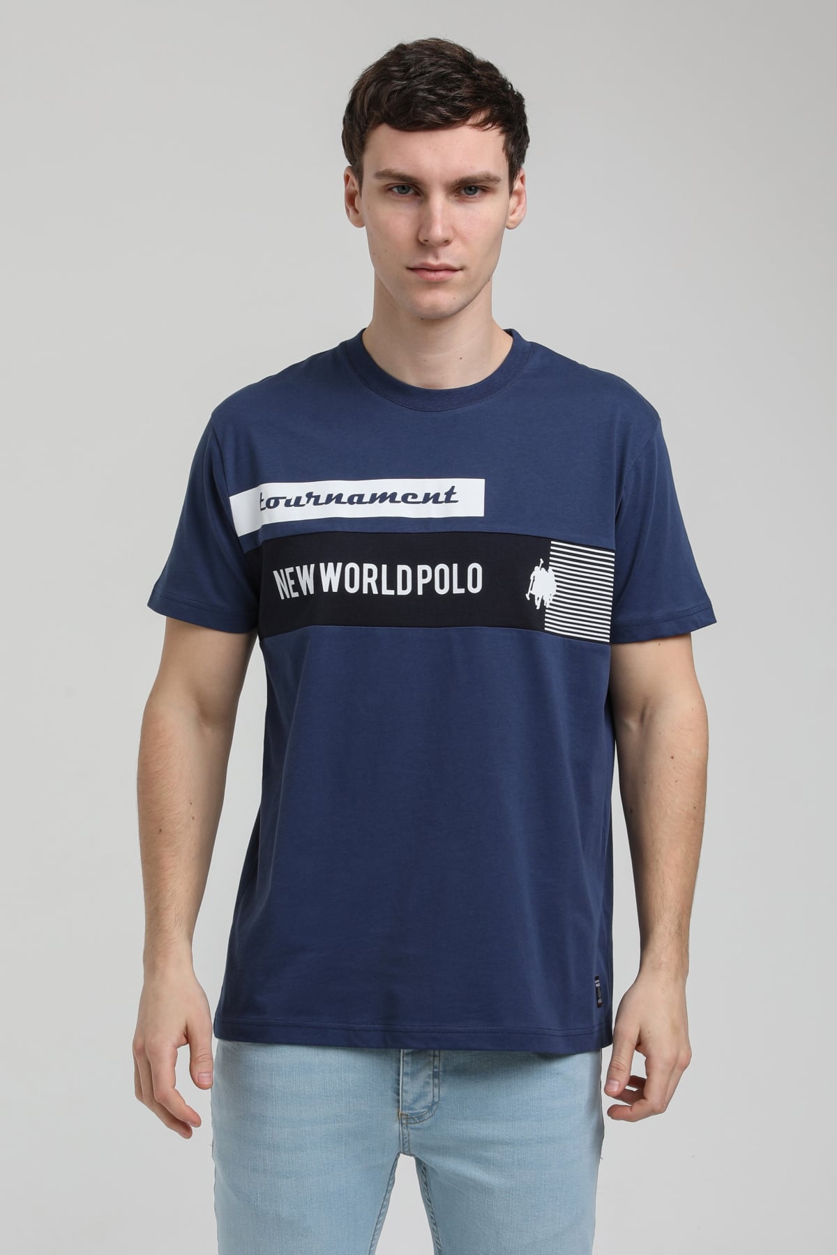 New World Polo Bisiklet Yaka İndigo Slim Fit Tişört 23SSM20325