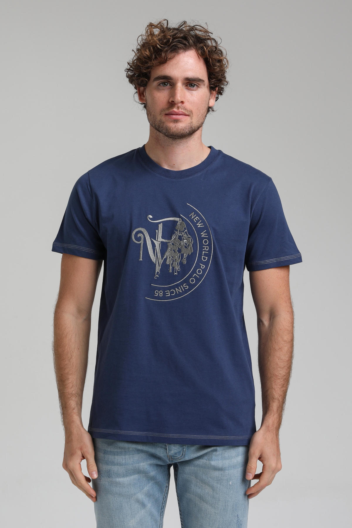 New World Polo Bisiklet Yaka İndigo Slim Fit Tişört 23SSM20293