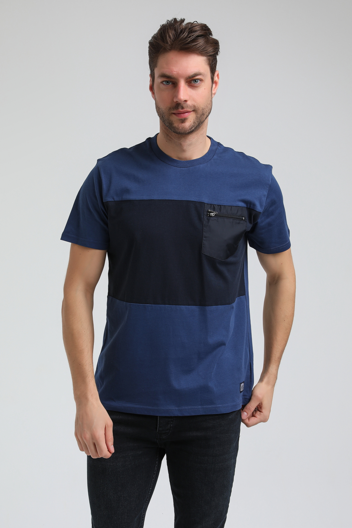 New World Polo Bisiklet Yaka İndigo Slim Fit Tişört 23SSM20321