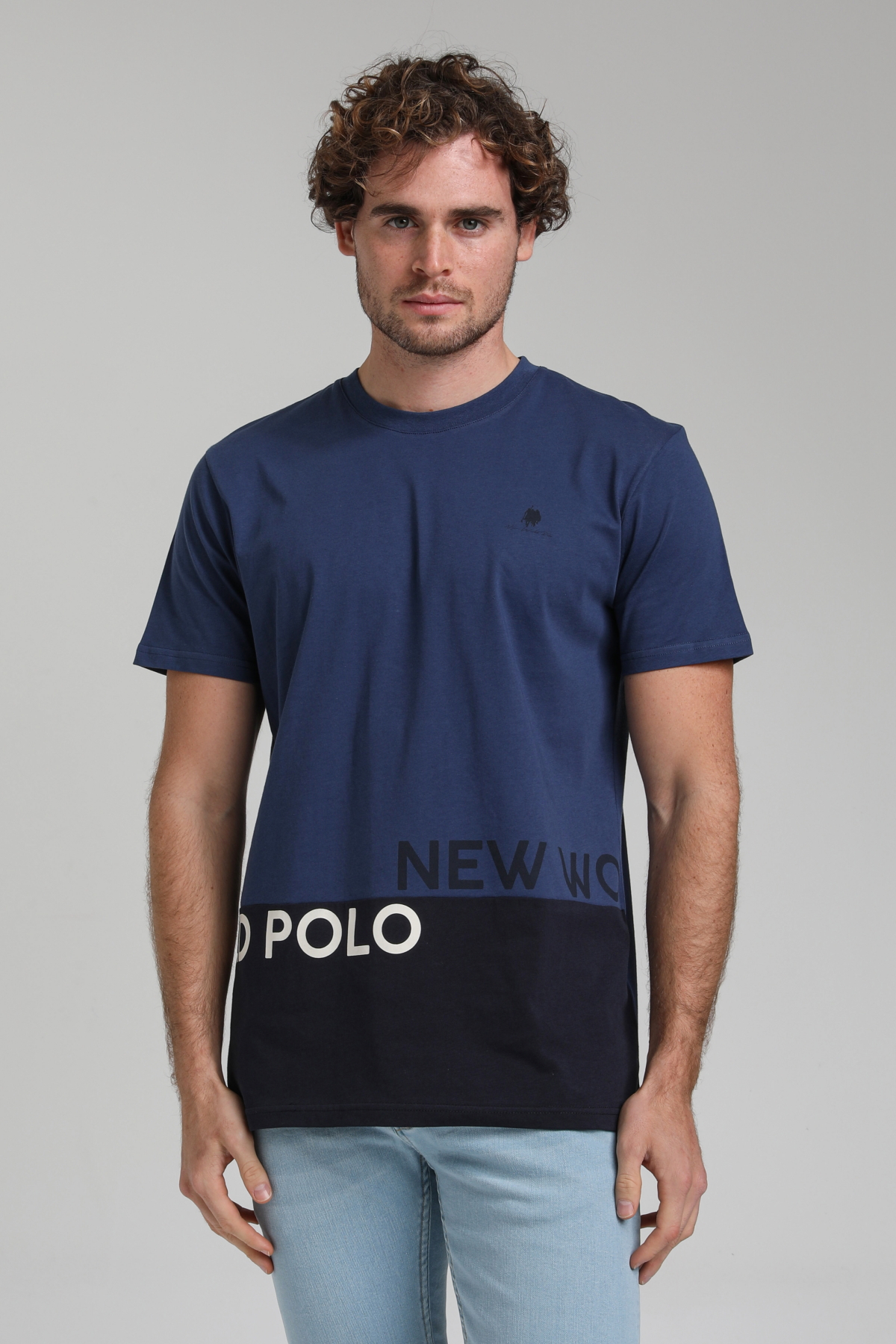 New World Polo Bisiklet Yaka İndigo Slim Fit Tişört 23SSM20310