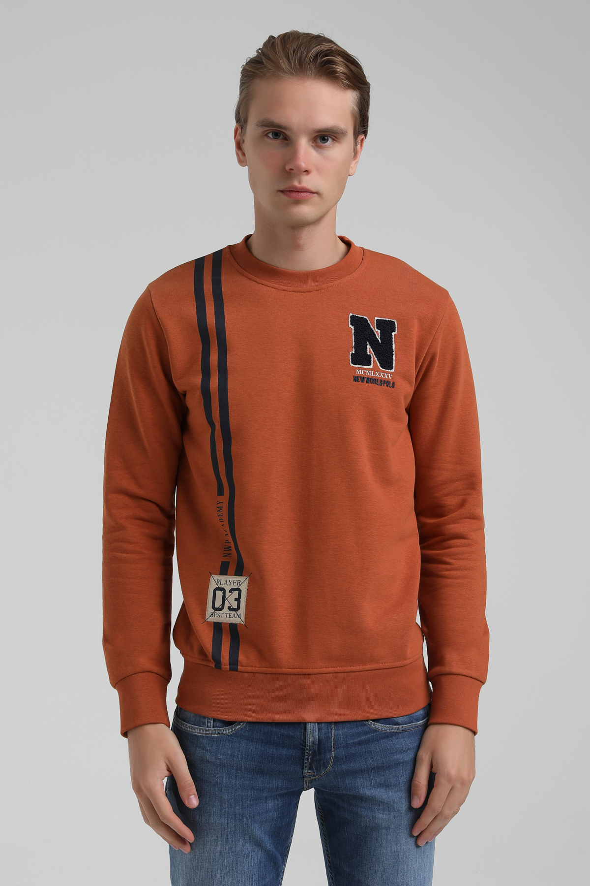 New World Polo Bisiklet Yaka Kiremit Regular Sweatshirt 22FWM60140