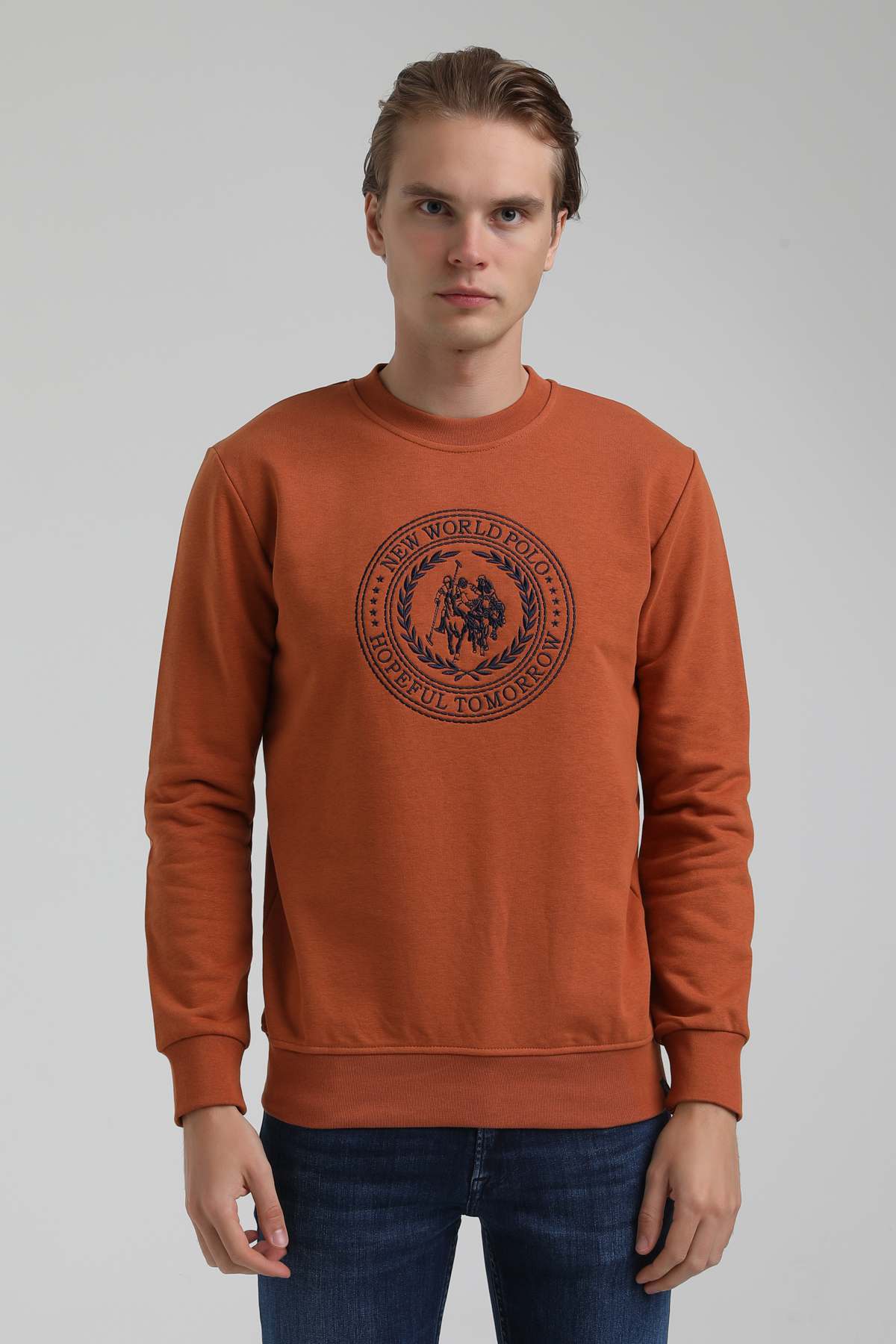 New World Polo Bisiklet Yaka Kiremit Regular Sweatshirt 22FWM60118
