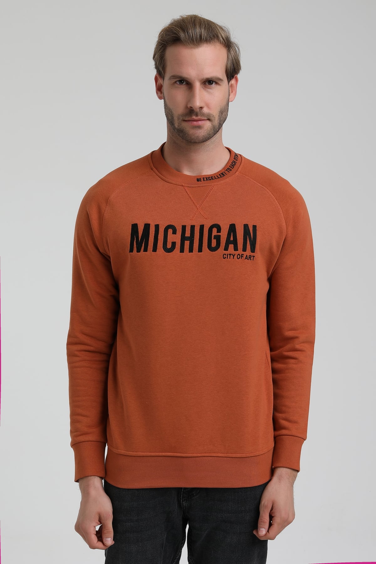 New World Polo Bisiklet Yaka Kiremit Slim Fit Sweatshirt 22FWM60135
