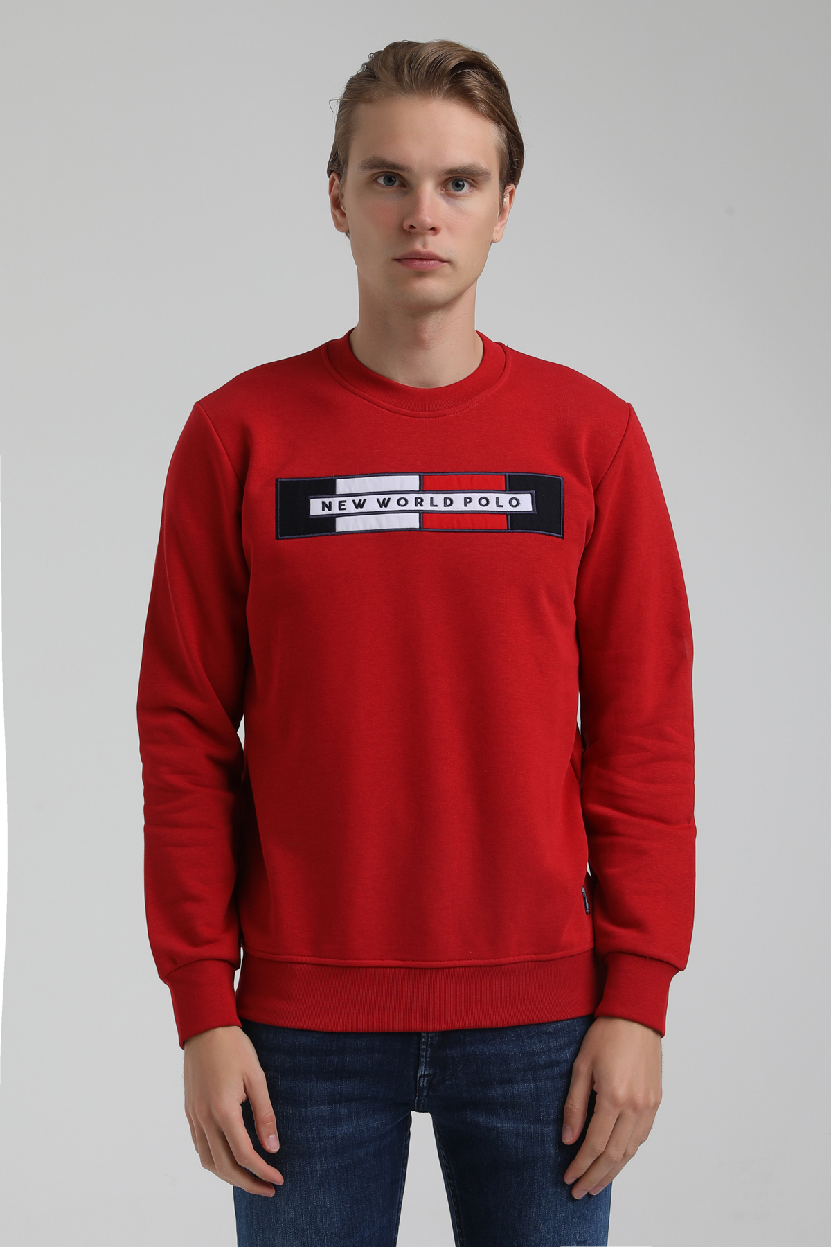 New World Polo Bisiklet Yaka Kırmızı Regular Sweatshirt 22FWM60124
