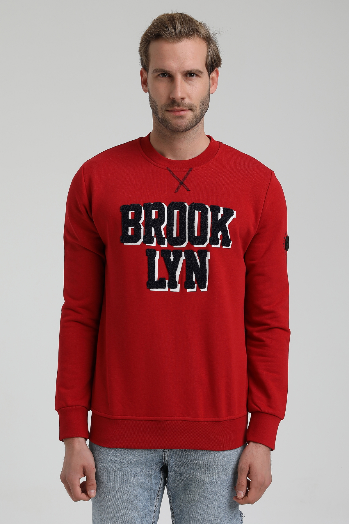 New World Polo Bisiklet Yaka Kırmızı Slim Fit Sweatshirt 22FWM60120