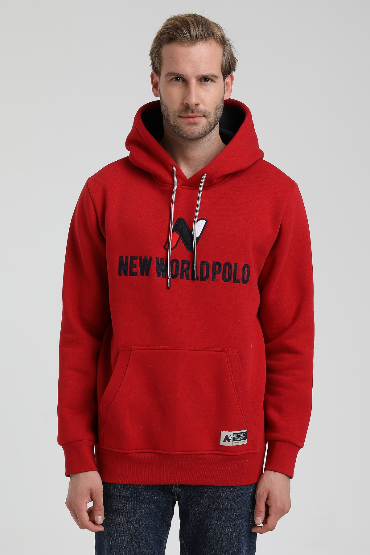 New World Polo Bisiklet Yaka Kırmızı Slim Fit Sweatshirt 22FWM64032