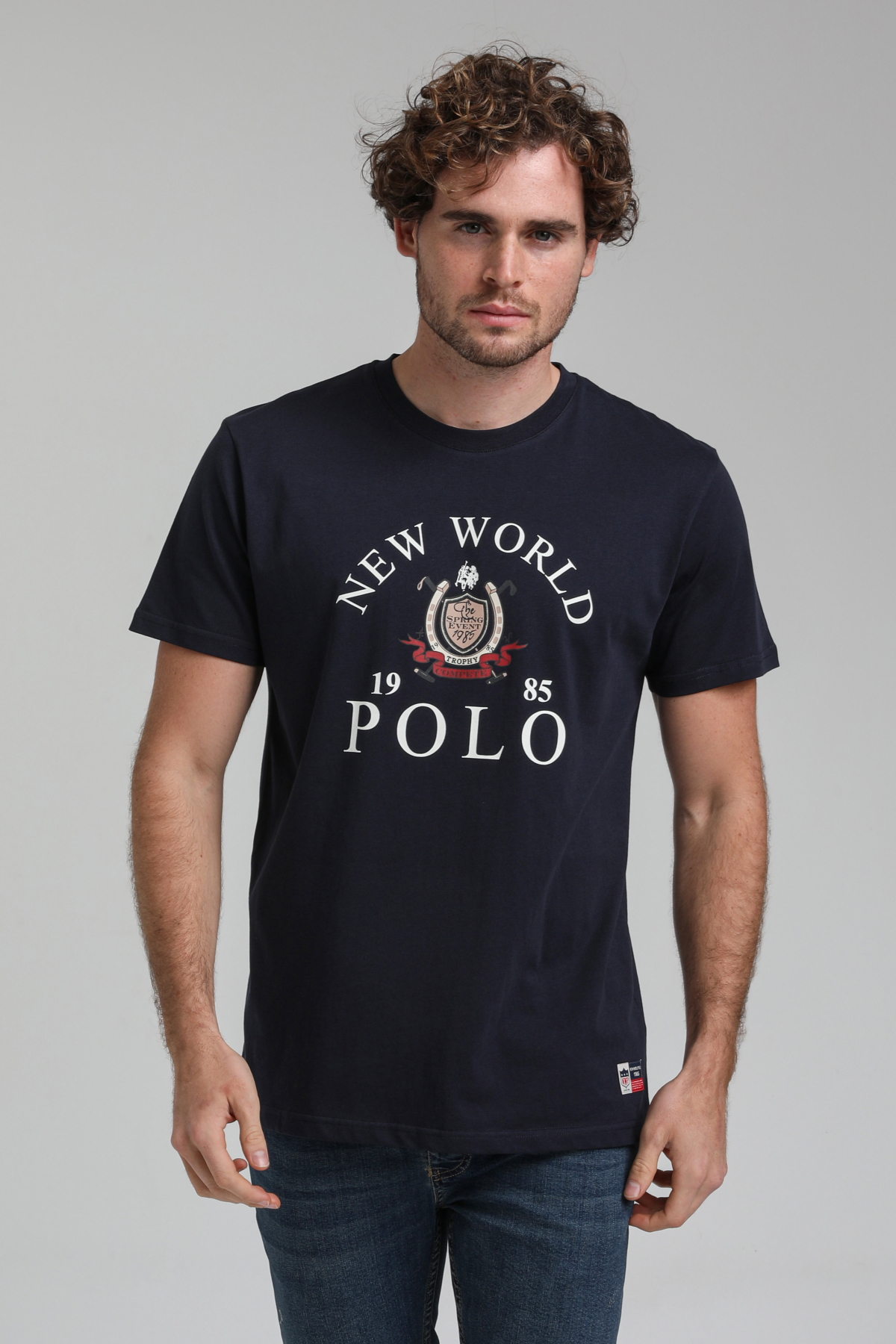 New World Polo Bisiklet Yaka Lacivert Regular Custom Tişört 23SSM20309