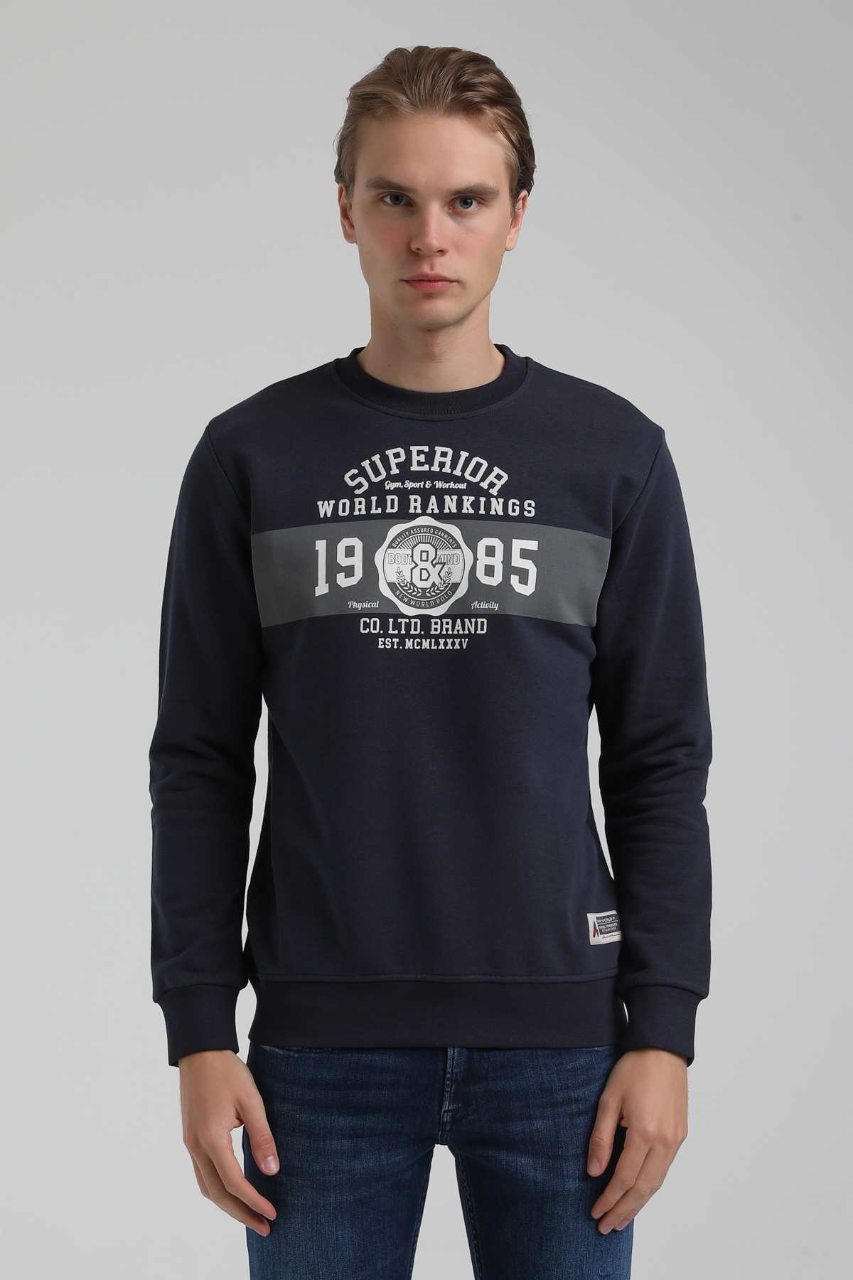 New World Polo Bisiklet Yaka Lacivert Regular Sweatshirt 22FWM60134