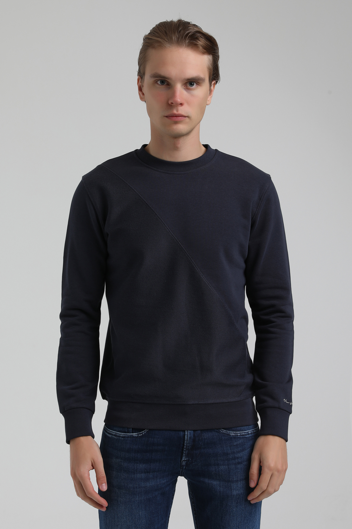 New World Polo Bisiklet Yaka Lacivert Regular Sweatshirt 22FWM60125