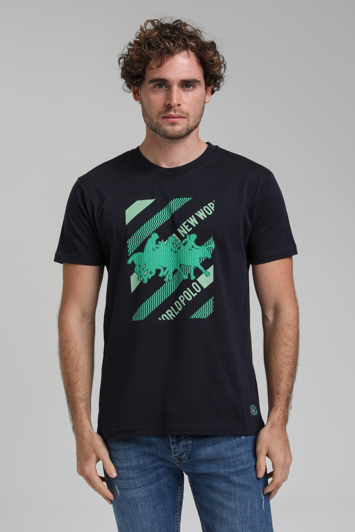 New World Polo Bisiklet Yaka Lacivert Slim Fit Tişört 23SSM20296