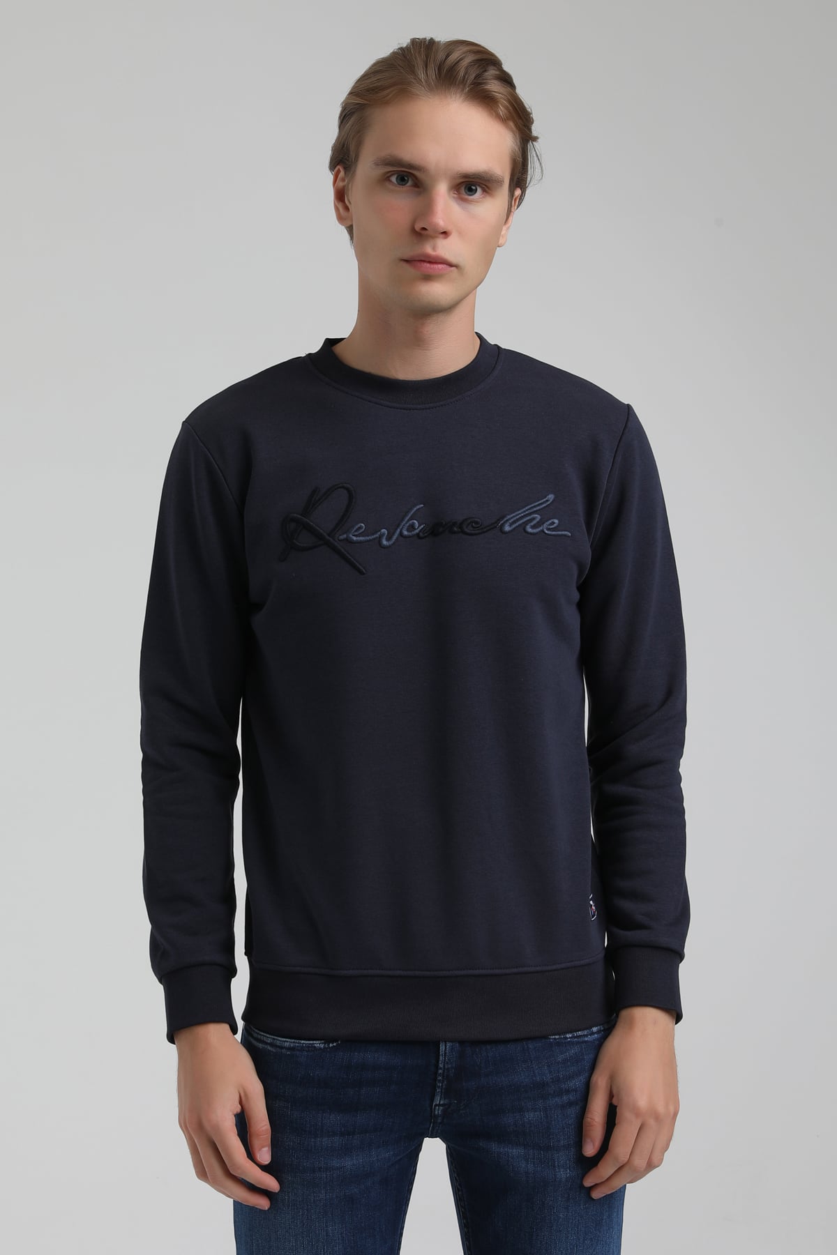 New World Polo Bisiklet Yaka Lacivert Regular Sweatshirt 22FWM60128