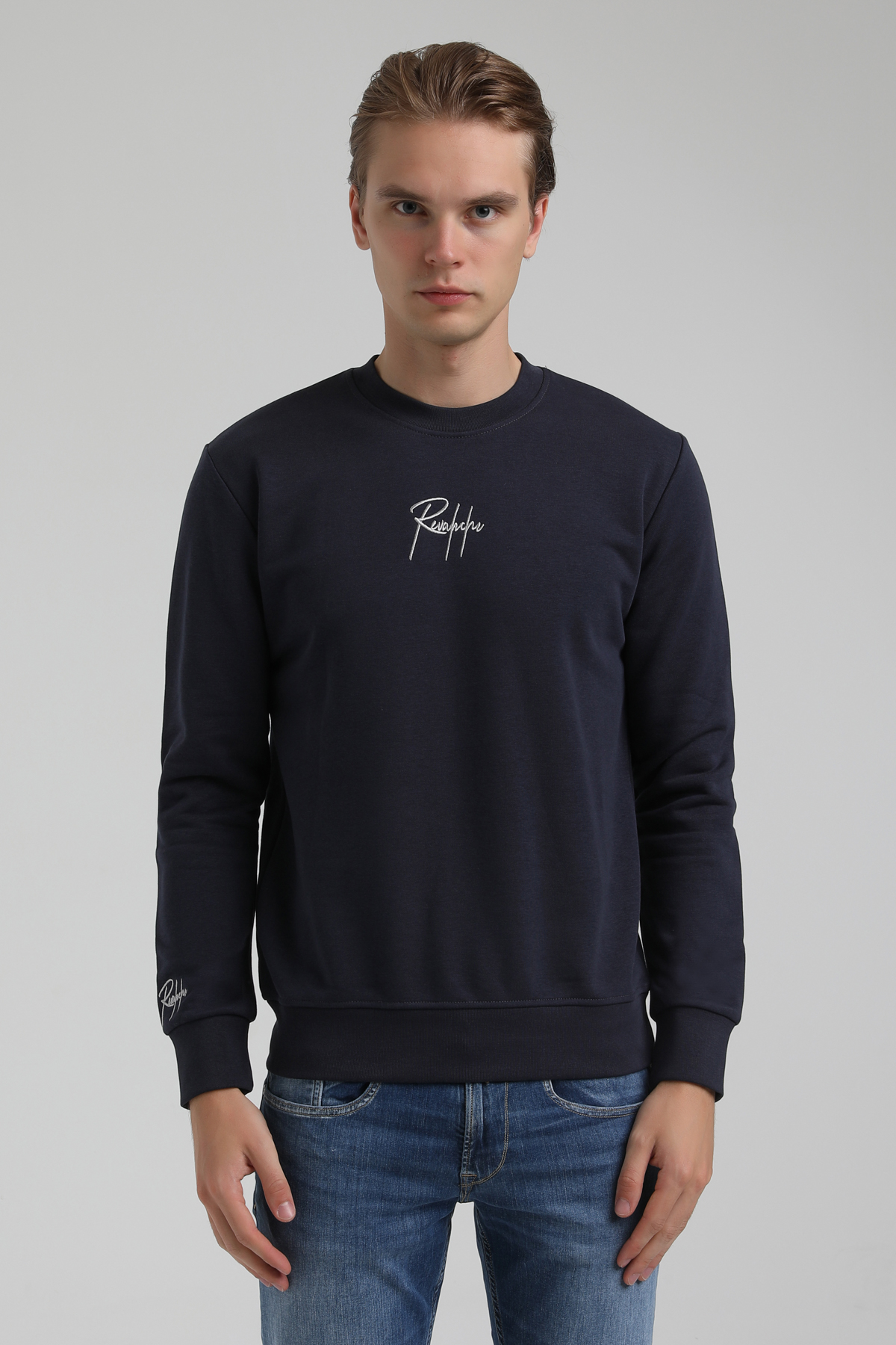 New World Polo Bisiklet Yaka Lacivert Regular Sweatshirt 22FWM60129