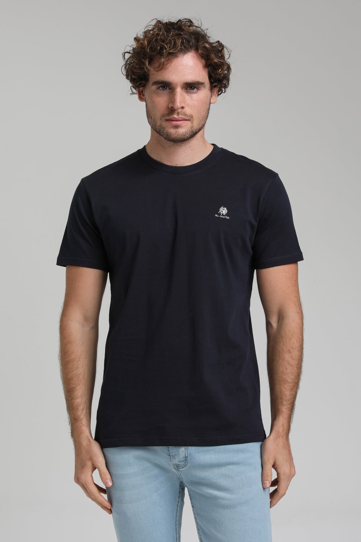 New World Polo Bisiklet Yaka Lacivert Regular Custom Tişört 23SSM20311
