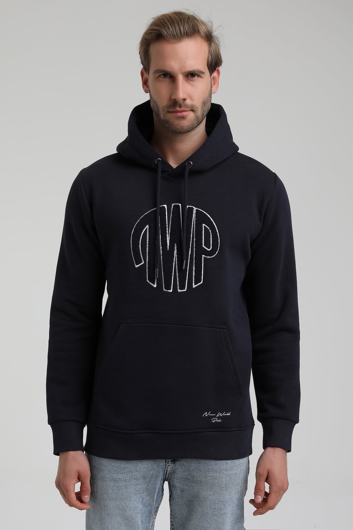 New World Polo Bisiklet Yaka Lacivert Slim Fit Sweatshirt 22FWM64037