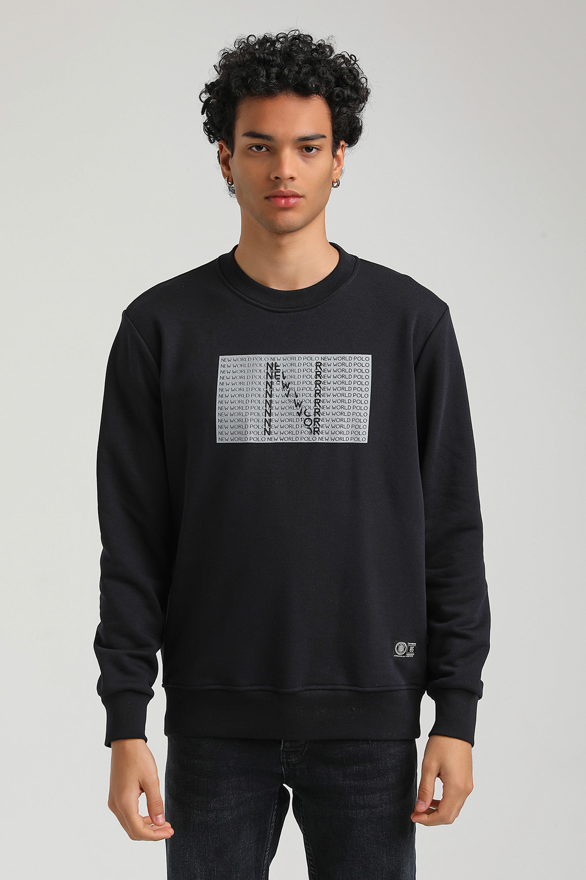 New World Polo Bisiklet Yaka Lacivert Slim Fit Sweatshirt 23FWM60152